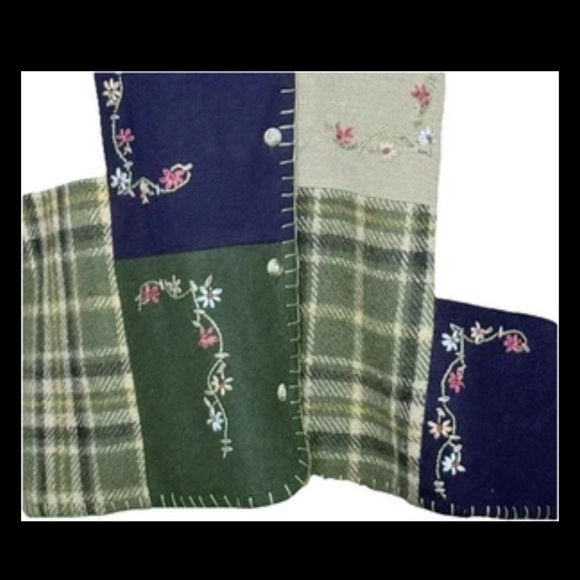Paul Harris Design Vintage Wool Patchwork Floral Buttoned Vest XL Women's - Picture 4 of 9